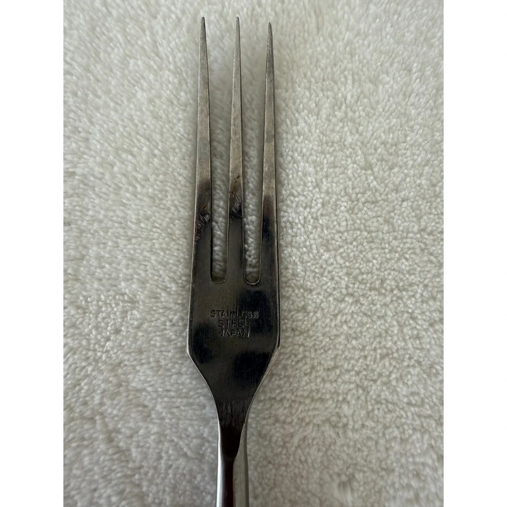 Vintage Unbranded MCM Granny Meat Fork Long‎ Green Handle Stainless Steel Japan